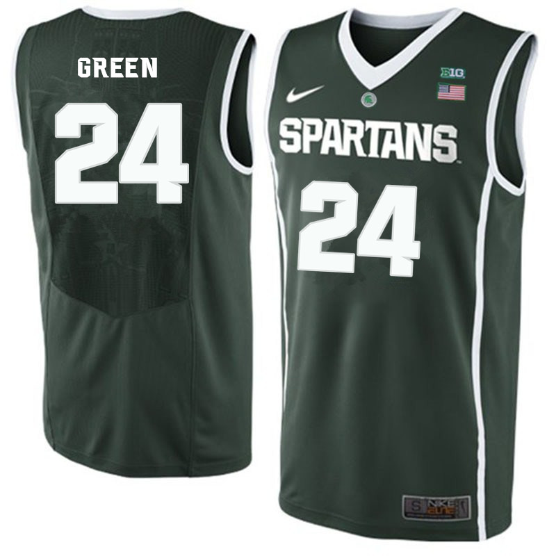 Men Michigan State Spartans #24 Johnny Green NCAA Nike Authentic Green College Stitched Basketball Jersey DE41S71AN